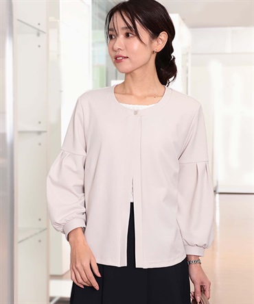 【L～５L】カットジョーゼット カーディガン ジャケット(82ベージュ-４Ｌ-0362323-82-040)