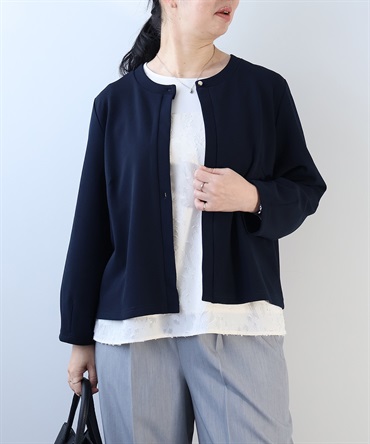 【Ｌ～５L】カットジョーゼット カーディガン ジャケット(70コン-５Ｌ-0362325-70-041)