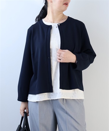 【Ｌ～５L】カットジョーゼット カーディガン ジャケット