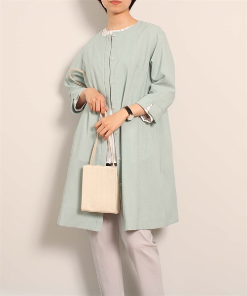 【M～５L】イージーケア リネン風 ロングシャツ(62ライトグリーン-Ｍ-0362678-62-031)