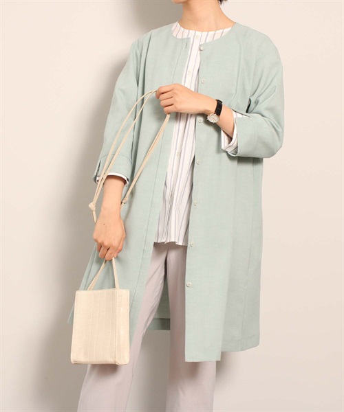 【M～５L】イージーケア リネン風 ロングシャツ