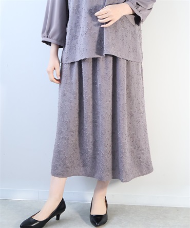 【Ｌ～５L】カットジャガード ナロースカート(10チャコールグレー-Ｌ-0362718-10-032)