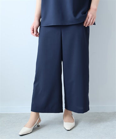【L～５L】【イージーケア】【セットアップ】 リネンライク ワイドパンツ(70コン-５Ｌ-0363201-70-041)