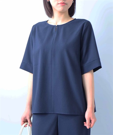【L～５L】【セットアップ】【イージーケア・吸水速乾】ドライサッカーバックフレアブラウス(70コン-Ｌ-0363202-70-032)