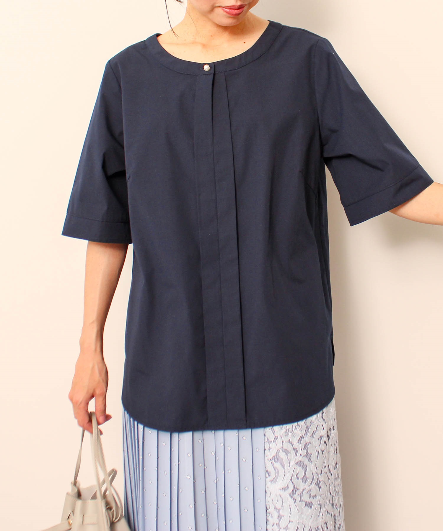 【L～５L】クリアローン フロント タック ブラウス(70コン-Ｌ-0363679-70-032)