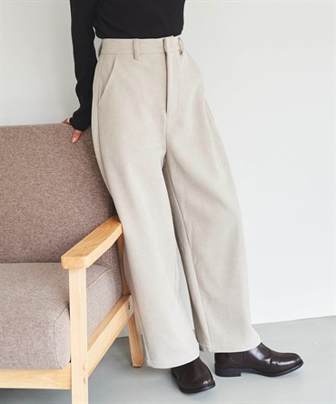 【新色追加・再販】裏地あったか カーブパンツ(82グレージュ-S-Regular-0585082-82-495)