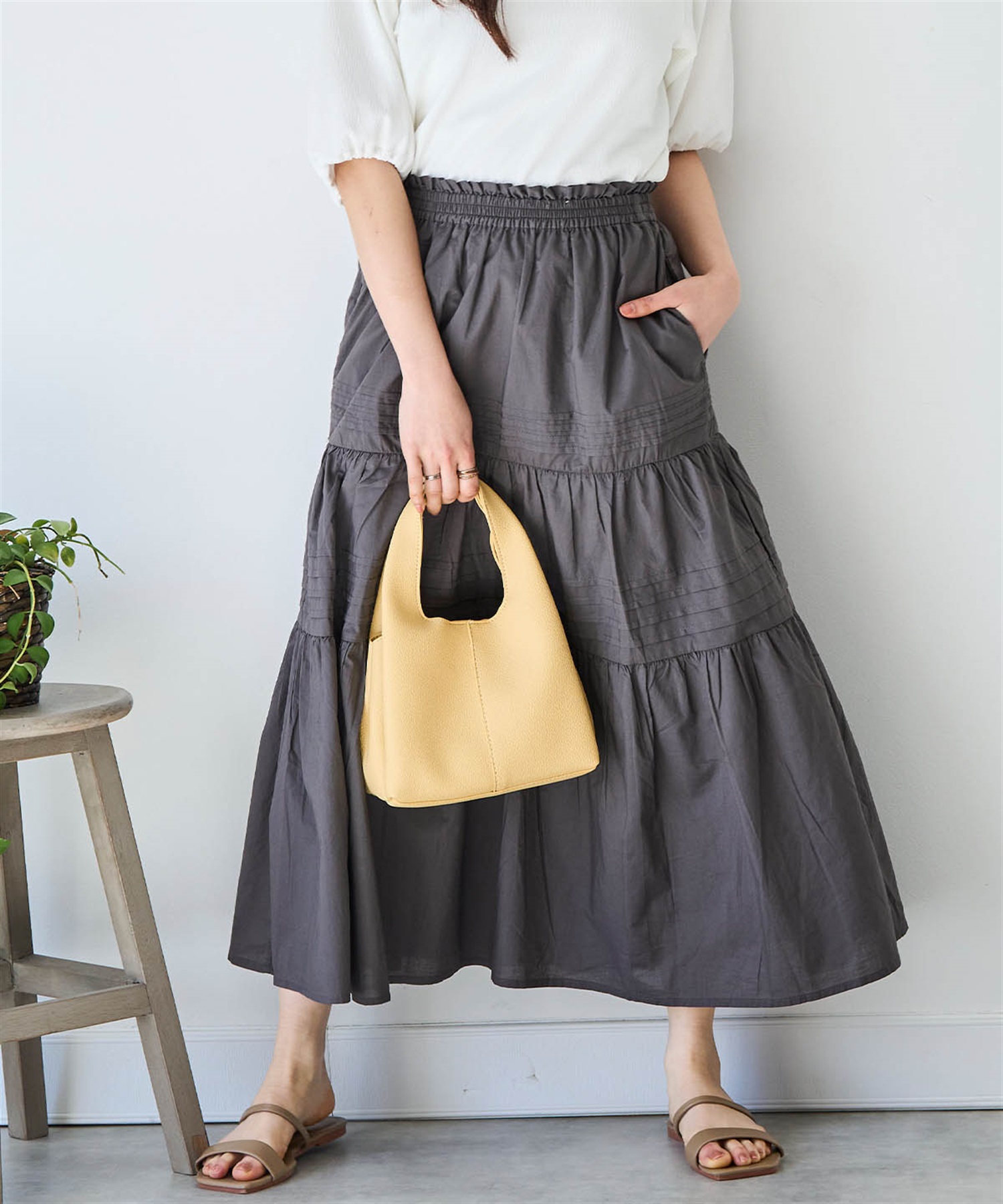ピンタックティアードスカート