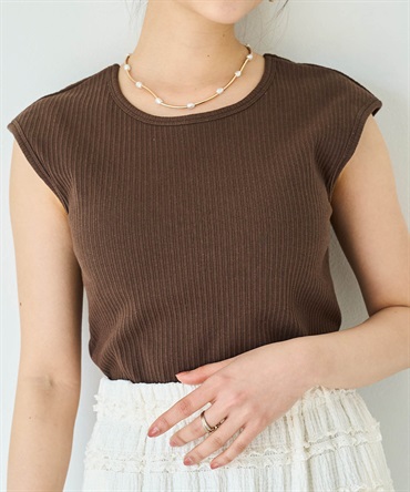 カップ付き リブタンクトップ(80ブラウン-ONE SIZE-0586076-80-498)