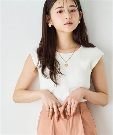 カップ付き リブタンクトップ