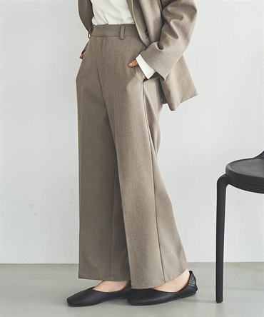 【セットアップ対応】 リネンライク センタープレスストレートパンツ(85モカ-Ｓ－Ｒｅｇｕｌａｒ-0586080-85-495)