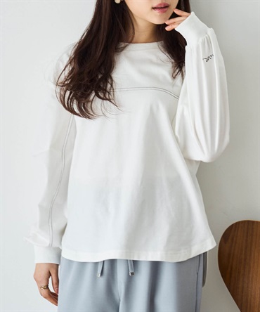 ロゴ刺繍 配色ステッチロンT(01オフホワイト-Ｓ-0586093-01-030)