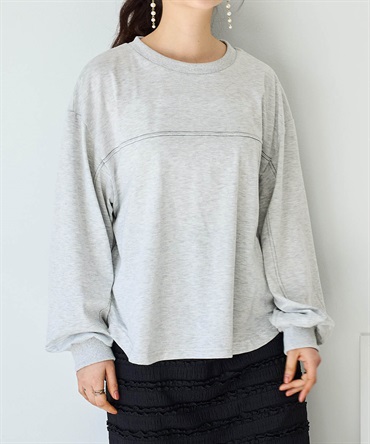 ロゴ刺繍 配色ステッチロンT(12オートミール-ＸＳ-0586093-12-028)