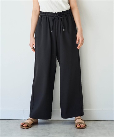 【新色登場♪】【UVケア・接触冷感】 リラックスワイドパンツ(00ブラック-M-Short-0586098-00-492)