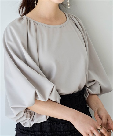 【UVケア・接触冷感】 バルーンスリーブブラウス(12アイスグレー-XS-0586099-12-028)