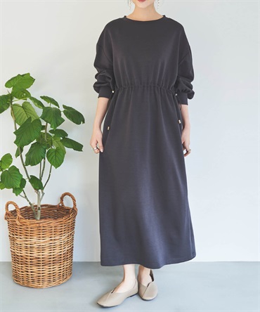 ドロストスウェット 長袖ワンピース(10チャコールグレー-XS-0586102-10-028)