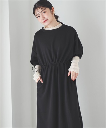 【新色】ドロストスウェットワンピース(00ブラック-Ｓ-0587033-00-030)