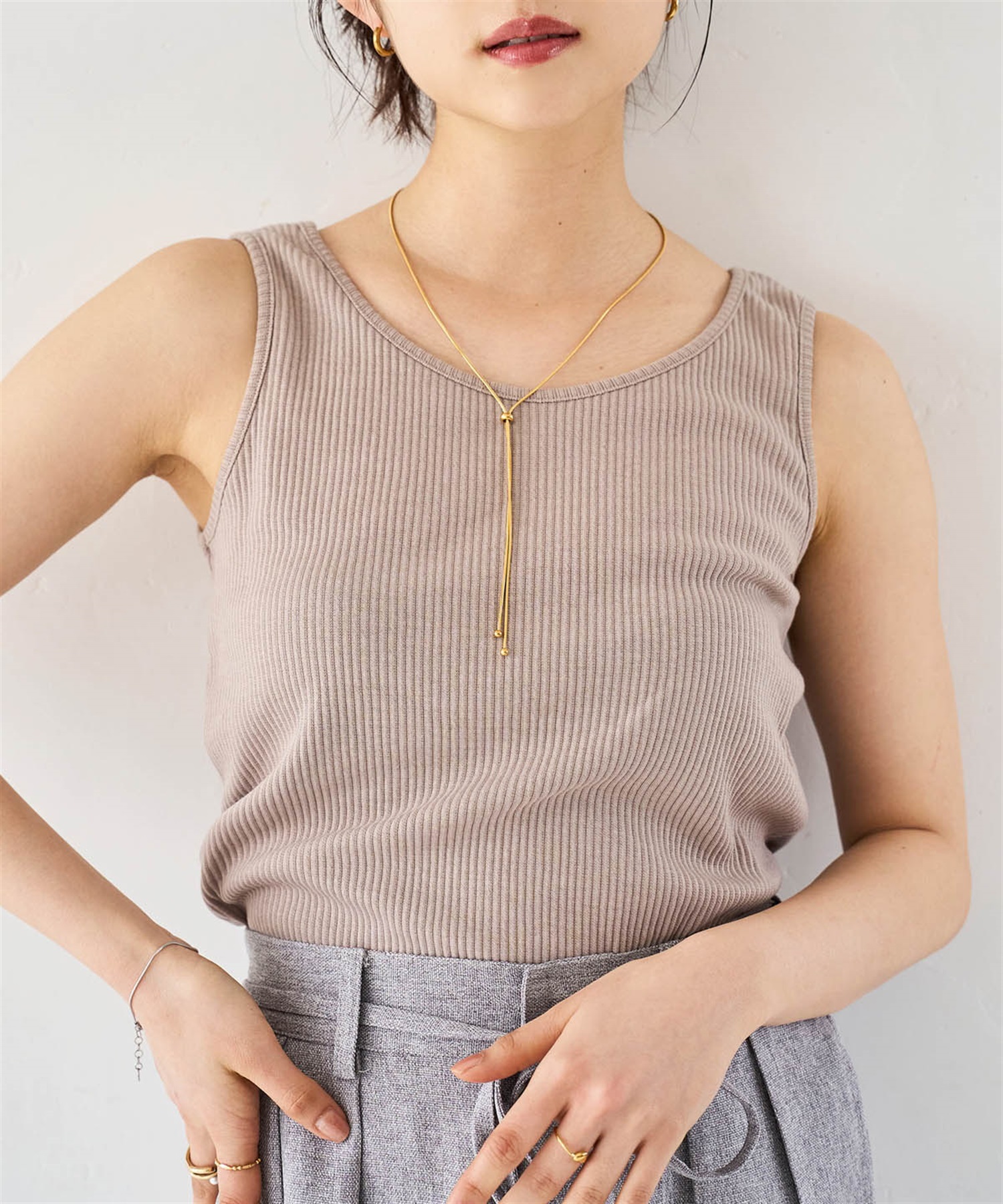 【前後2way】シンプルリブタンクトップ(81モカ-ＸＳ-0587046-81-028)