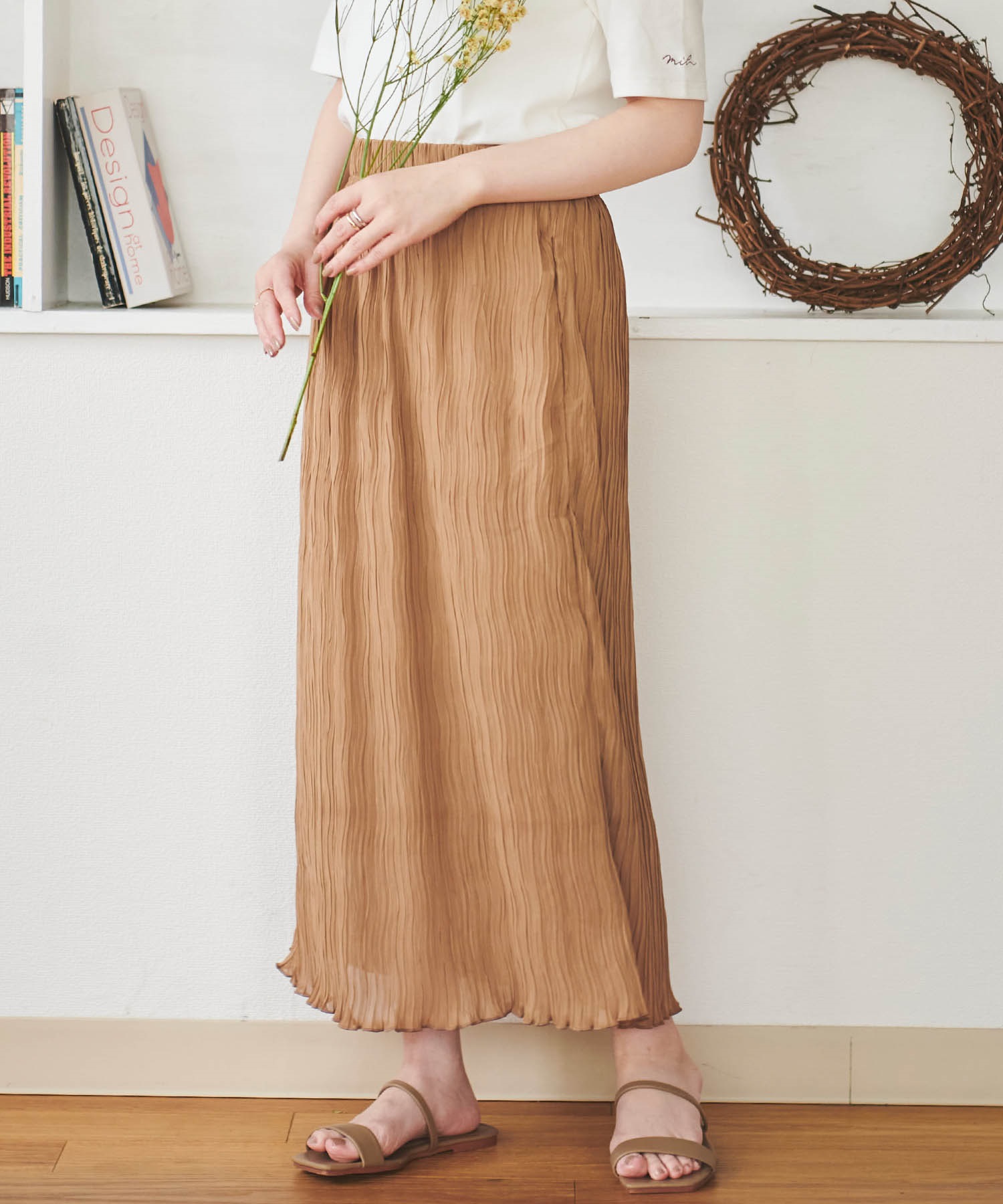 シアープリーツナロースカート(85キャメル-ＸＳ-0587054-85-028)