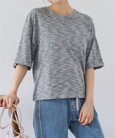 袖口ロゴ刺繍 スラブ天竺Tシャツ(03グレー-ＯＮＥ　ＳＩＺＥ-0587103-03-498)
