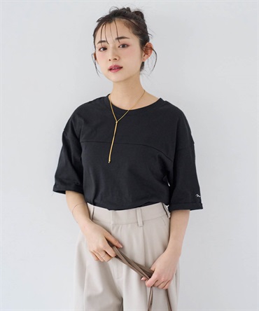 袖口ロゴ刺繍 スラブ天竺Tシャツ
