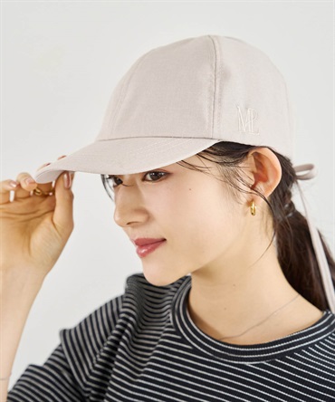 ロゴ刺繍入り バックリボンキャップ(82グレージュ-ＯＮＥ　ＳＩＺＥ-0587118-82-498)