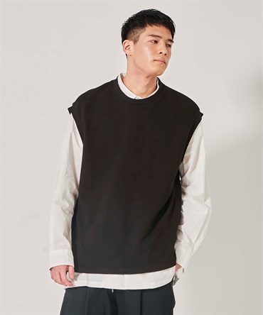 Side Slit Oversized Vest   サイドスリットオーバーサイズベスト(00ブラック-ＬＬ-0882002-00-033)